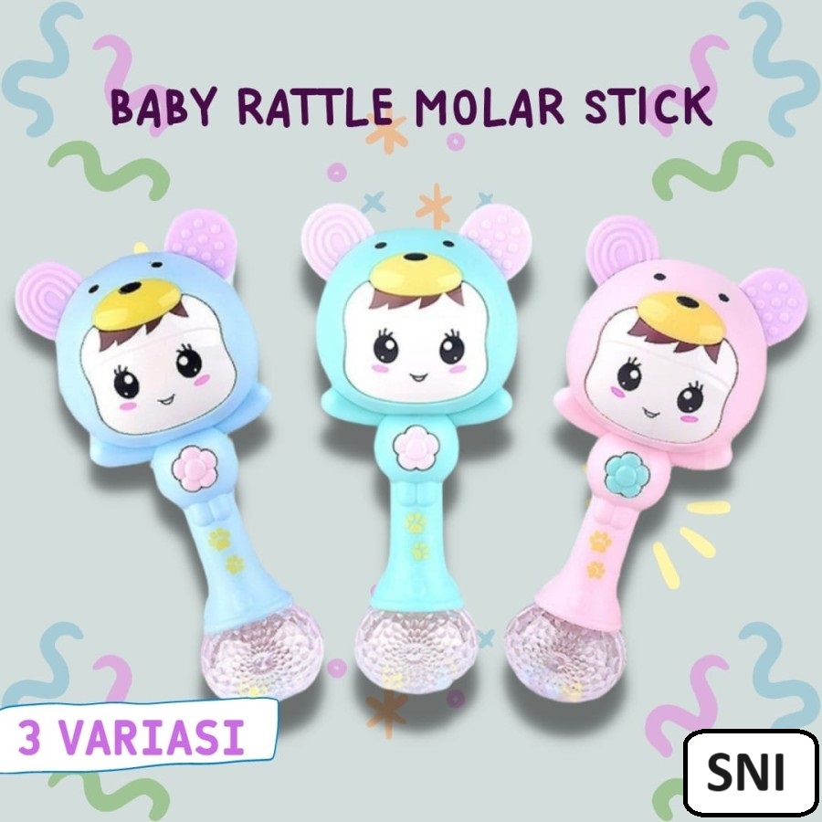 Jual Mainan Bayi Baby Molar Rattle Stick Musik dan Lampu Kerincingan ...