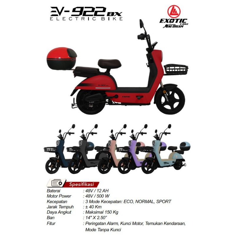 SEPEDA LISTRIK EXOTIC EV-922 BX 500 WATT GARANSI RESMI