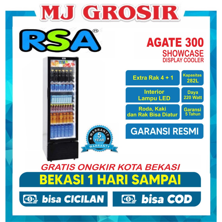 Jual SHOWCASE RSA AGATE 300 5 RAK DISPLAY COOLER KULKAS BY GEA LOW WATT ...