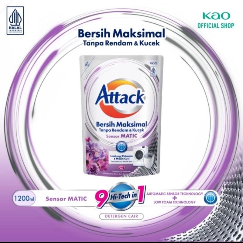 Jual Attack Sensor Matic 1200ml – Deterjen Cair Untuk Mesin Cuci ...