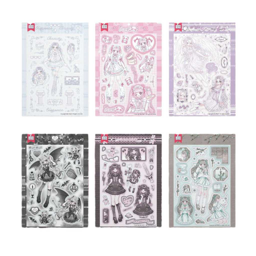 Jual [WindHeart] 1 lembar sticker sheet girl doll aesthetic sticker ...
