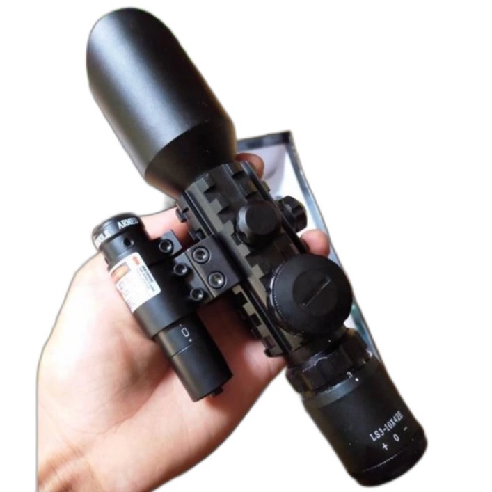 Jual Telescope Teleskop Rifle Scope + Laser Scope ACCURATE M9 LS 3 ...