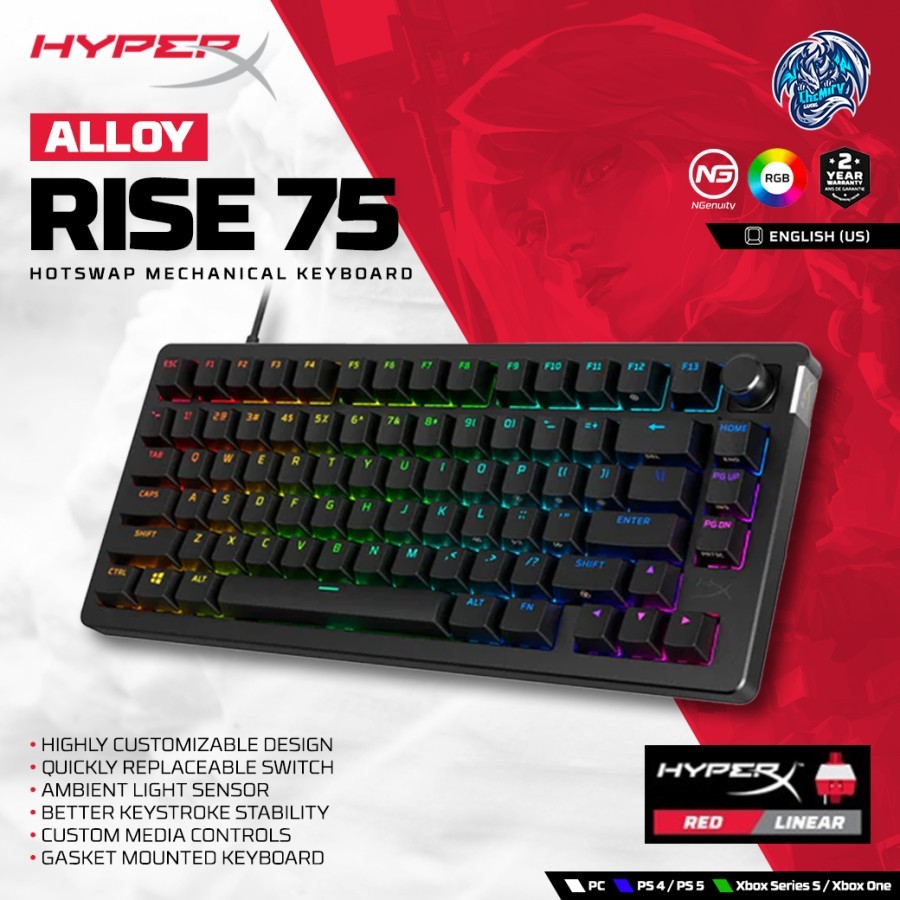 Jual HyperX Alloy Rise RGB 75% Mechanical Gaming Keyboard | Shopee ...