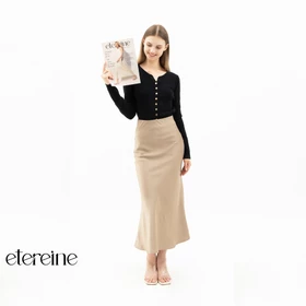 ETEREINE Rok Satin Reine 90CM Satin Long Skirt Rok Satin Panjang S Sampai 3XL