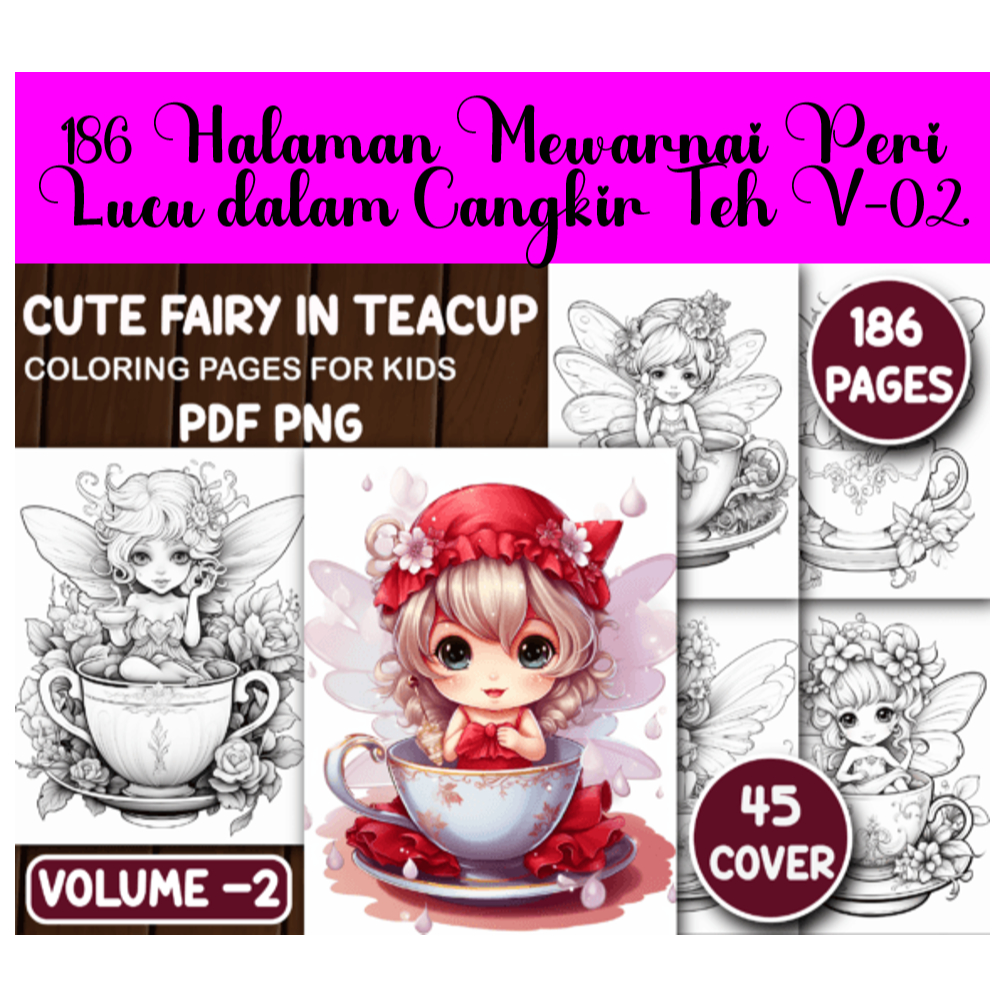 Jual 186 Halaman Mewarnai Peri Lucu dalam Cangkir Teh V-02 | Shopee ...