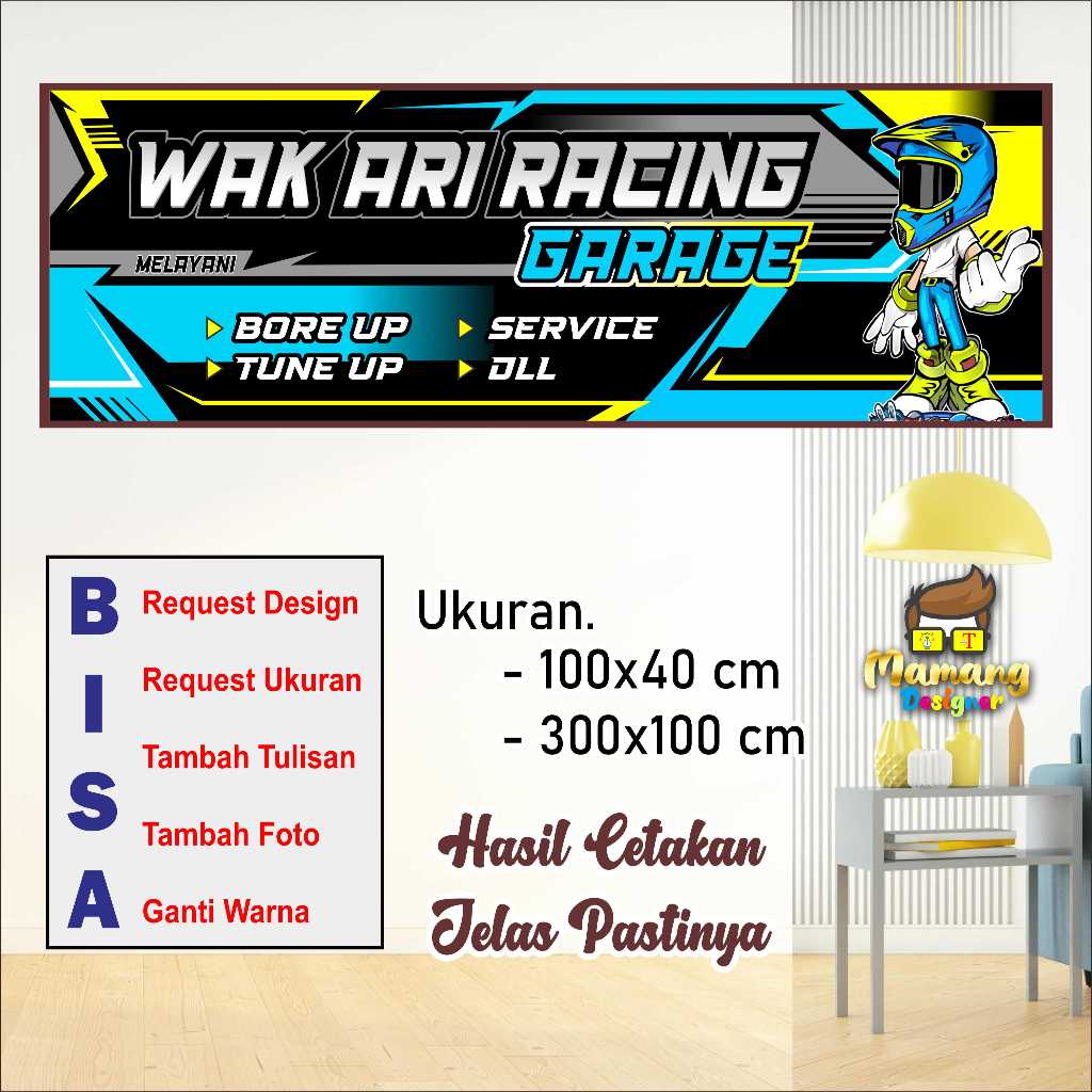 Jual Cetak MMT Banner Spanduk Warna Kuning Hitam Bengkel Motor Racing ...