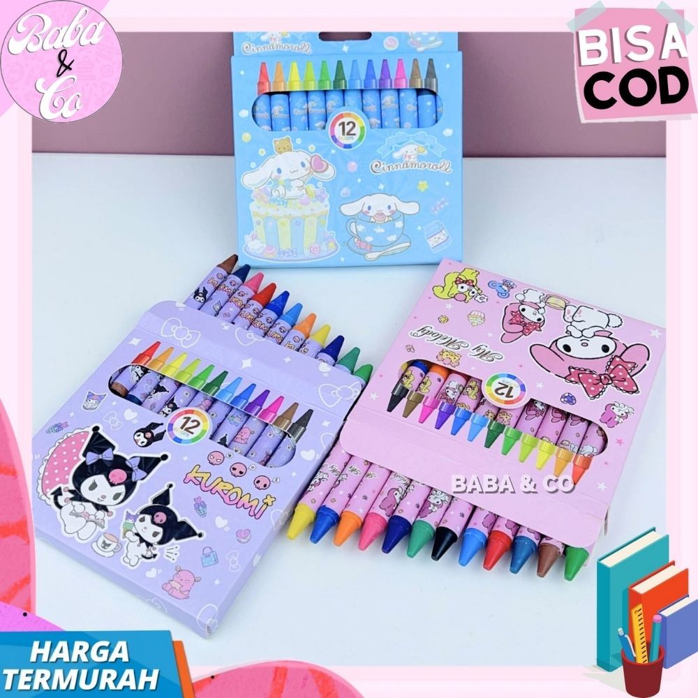 Jual CRAYON SANRIO MINI 1 SET 12 KRAYON MEWARNAI SANRIO MINI LUCU UNIK ...