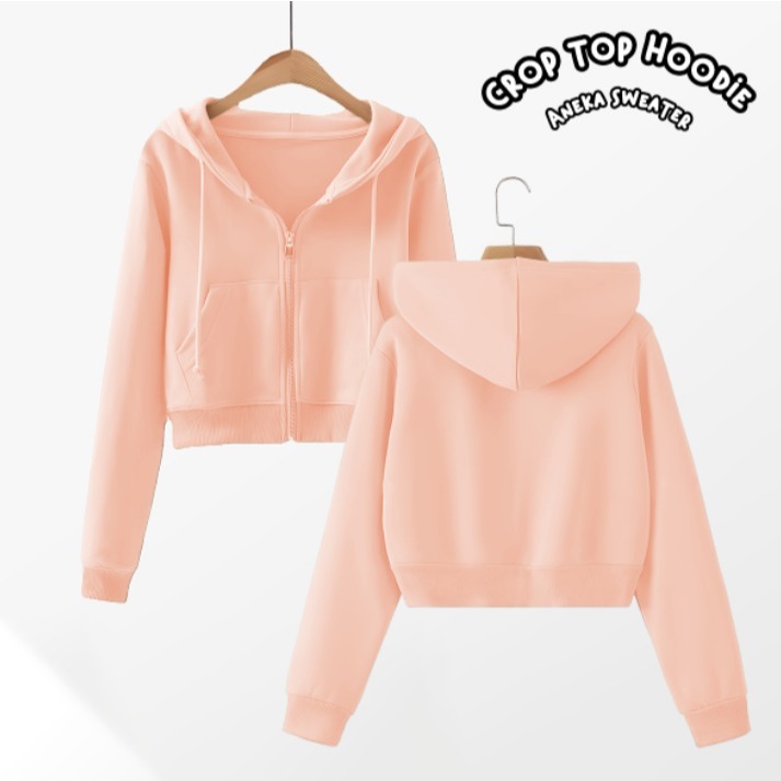 Jual Sweater Hoodie Jaket Basic Croptop Zipper Resleting Wanita Fashion Shopee Indonesia