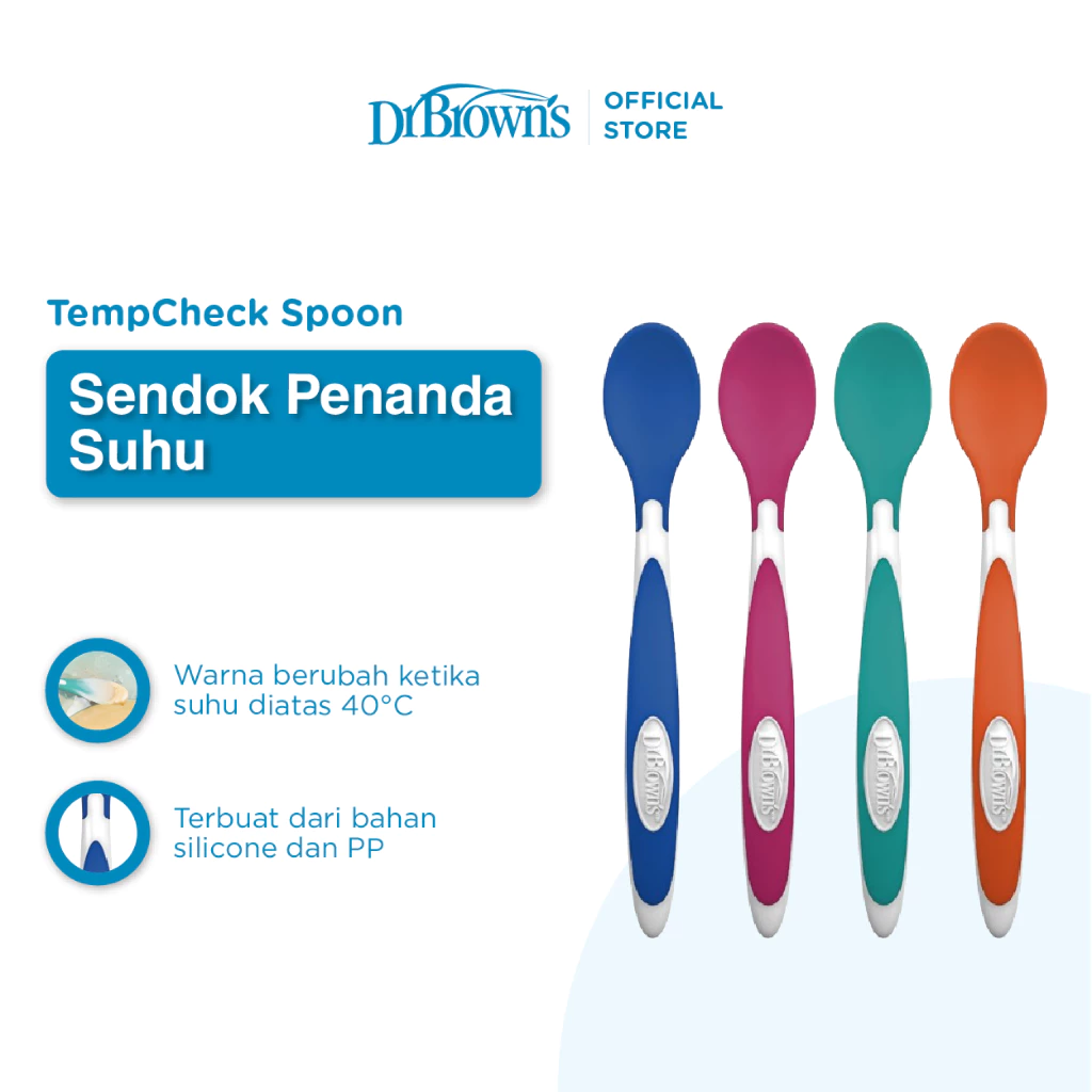 Dr. Brown's TempCheck Spoons, 4-Pack (TF024) / Sendok Makan Bayi / Peralatan Makan MPASI