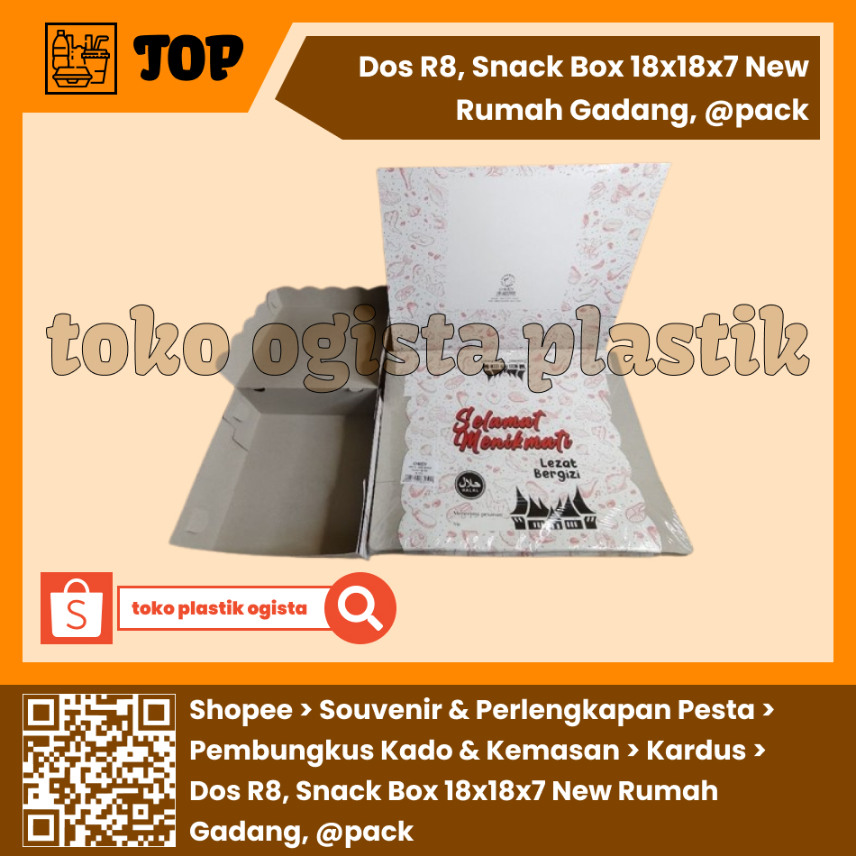 Jual Dos R8, Snack Box 18x18x7 New Rumah Gadang, @pack | Shopee Indonesia