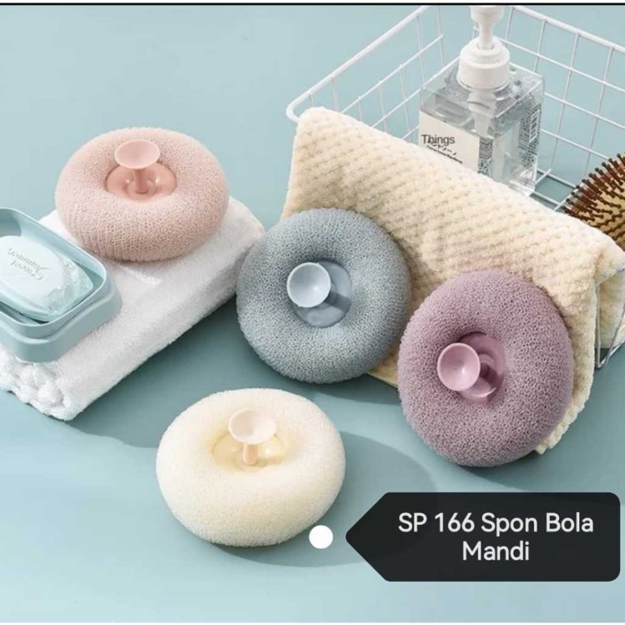 Jual SPONS MANDI BULAT ADA PEGANGAN SPON MANDI JARING TEMPEL DINDING ...