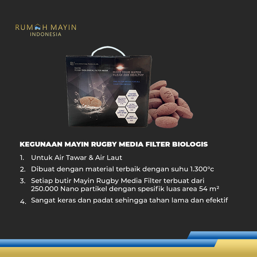 Jual MAYIN Rugby Media Filter Biologis Rumah Bakteri Aquarium 1 kg ...