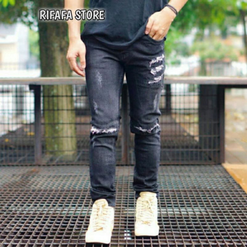 Jual CELANA JEANS SOBEK PRIA | MODEL SOBEK RIPPED STREET DENIM PREMIUM