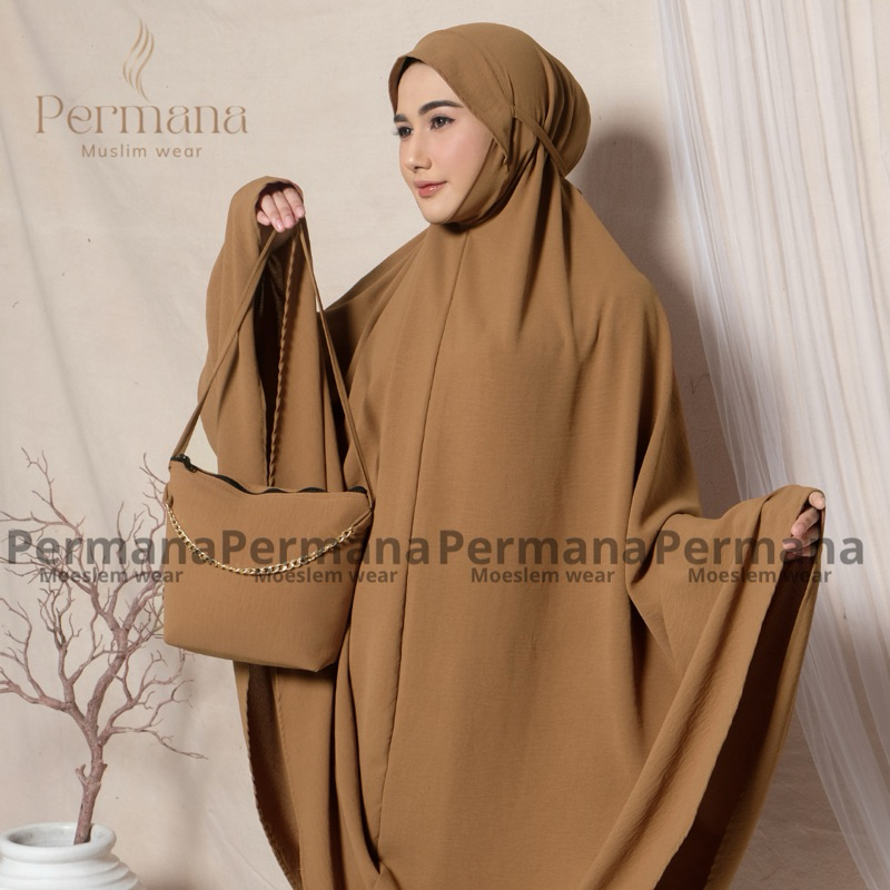 Mukena Dewasa Cringkle Syar’i  Syanalaa Mukena dan Dewasa Crincle Airplow Khadijah Premium Polos Menutup Dagu Mukenah telekung Malaysia Request Bordir Logo