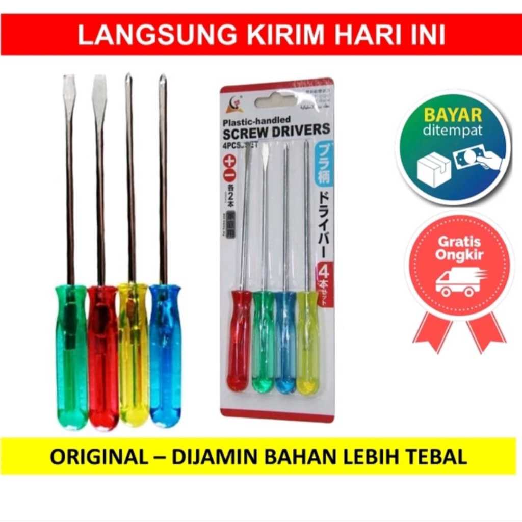 Jual HOT SALE Obeng Set 4in1 Plus Minus Panjang 18cm/ Obeng Set ...