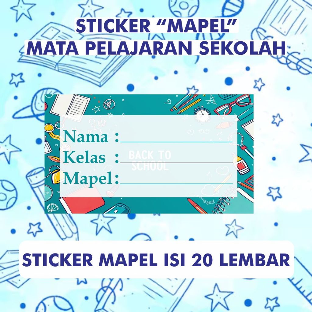 Jual Sticker Mapel Isi 20 Pcs Label Buku Mata Pelajaran Bahan Sticker ...