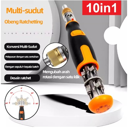 Jual Obeng Bit Rachet Dua Arah 10 In 1 Multi Bit 14 inch Attachment ...