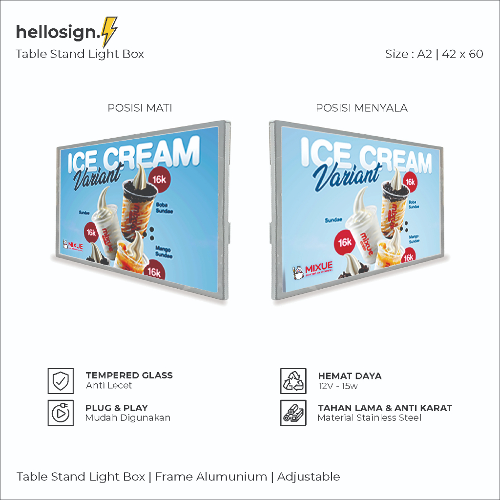 Jual Table Stand Light Box | LED Menu Meja | Daftar Menu LED | Slim ...