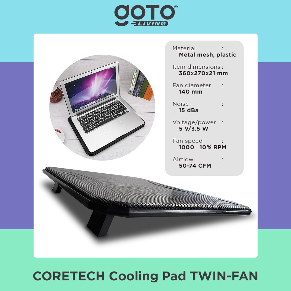 Jual Coretech Twinfan Cooling Pad Kipas Fan Pendingin Laptop Portable x ...