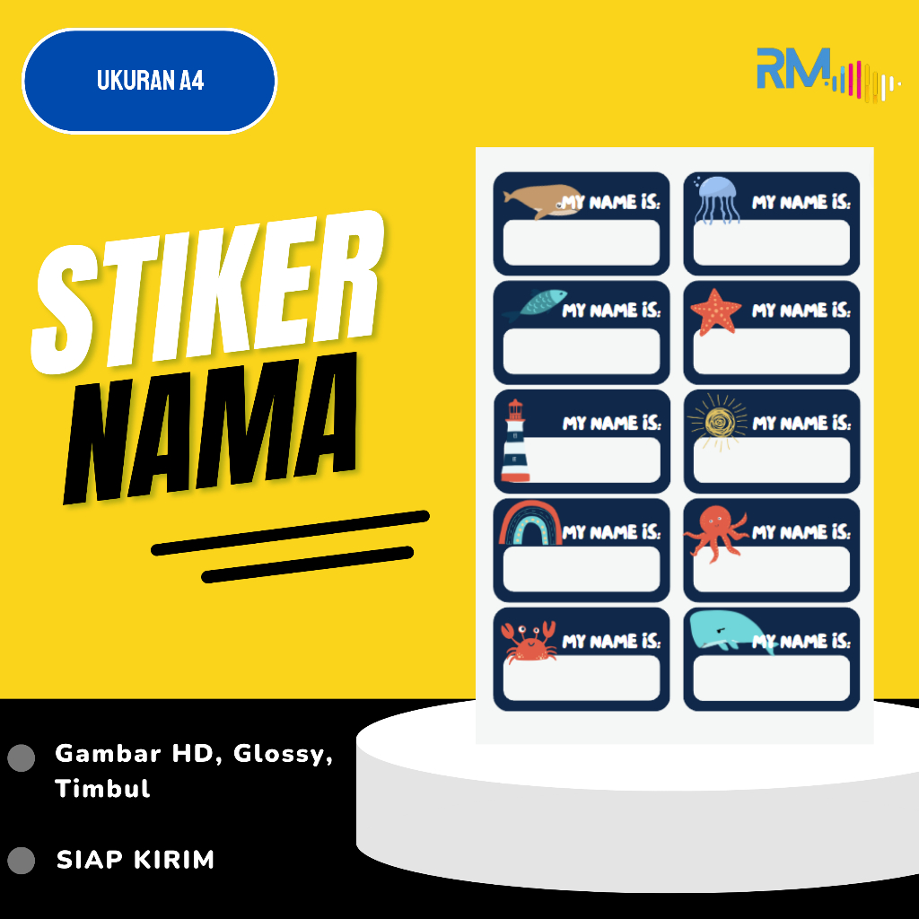 Jual Sticker Nama Custom Stiker Label Nama Anti Air Custom Karakter ...