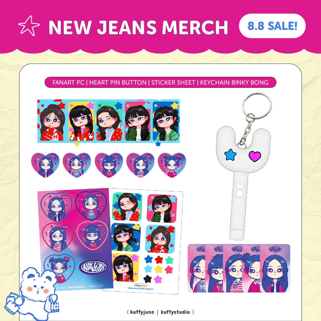 Jual NewJeans Fanmerch | Binky Bong Lightstick Keychain + Holo ...
