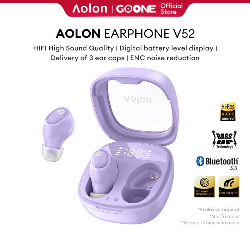 Jual GOONE V52 Earphone Bluetooth 5.3 TWS Tampilan LED Baterai Tahan ...