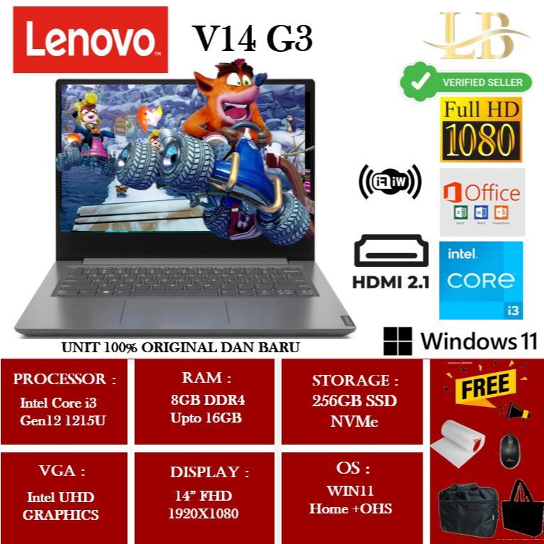 Jual Laptop Lenovo V14 G3 Intel i3 1215U 8GB 256GB SSD 14"Full HD Win11 ...