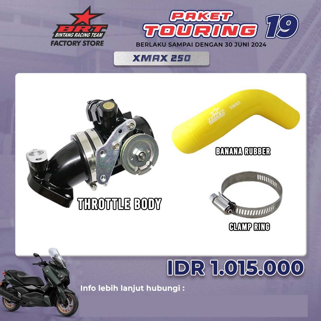 Jual THROTTLE BODY + BANANA RUBBER 38/40/43 MM XMAX 250 BRT BINTANG ...