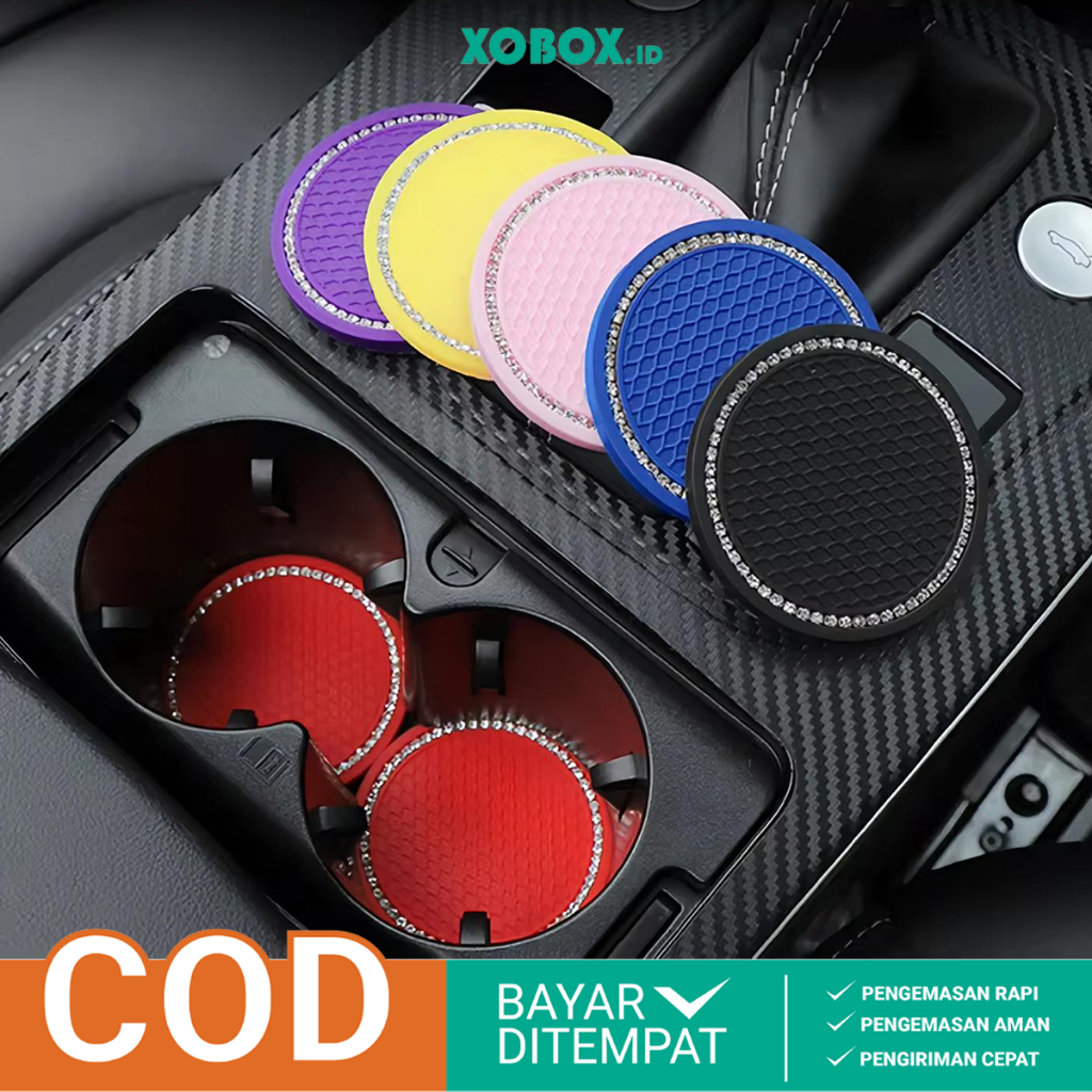 2PCS Tatakan Gelas Mobil Silikon Glitter Anti Slip Cup Holder Coaster Dekorasi Mobil HM087