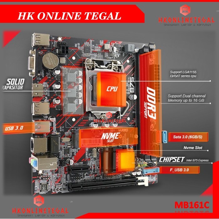 Jual Motherboard VARRO H61 PLUS / B75 (USB 3.0) NVME 1155 Garansi Resmi ...