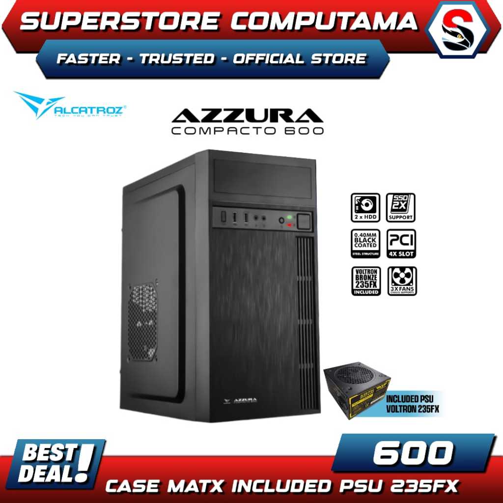 Jual Casing Alcatroz Azzura Compacto 600 M-Atx with PSU Voltron Bronze ...