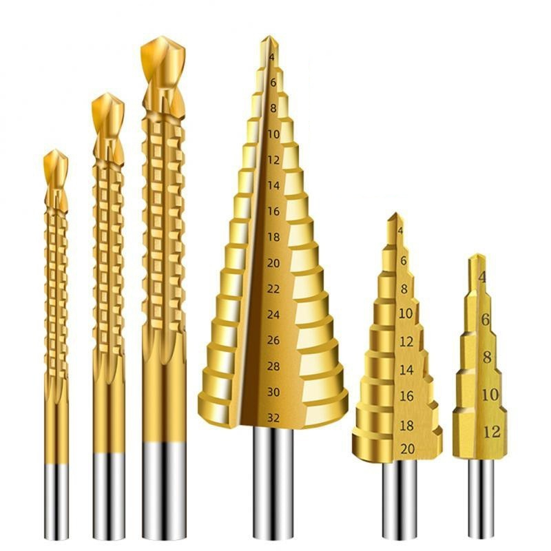 Jual 6pcs Mata Bor Pagoda Set HSS 4 12 20 32 Hex Shank Straight Groove ...