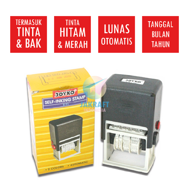 Jual (1 Set) Stempel Cap Lunas Otomatis 2 Warna + Tanggal Nomor JOYKO S ...