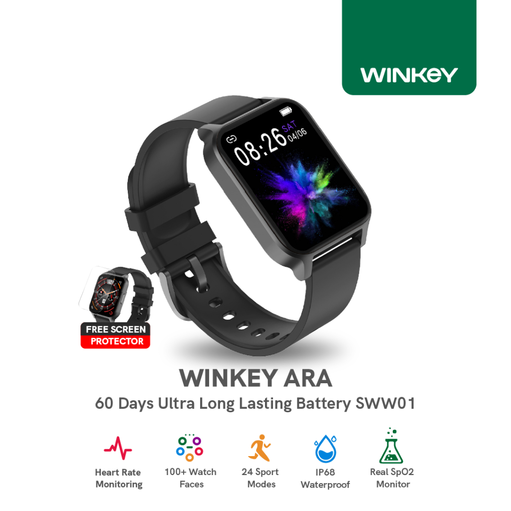 Jual WINKEY Smartwatch Long Battery Life Fitness Tracker 100+ Sports ...