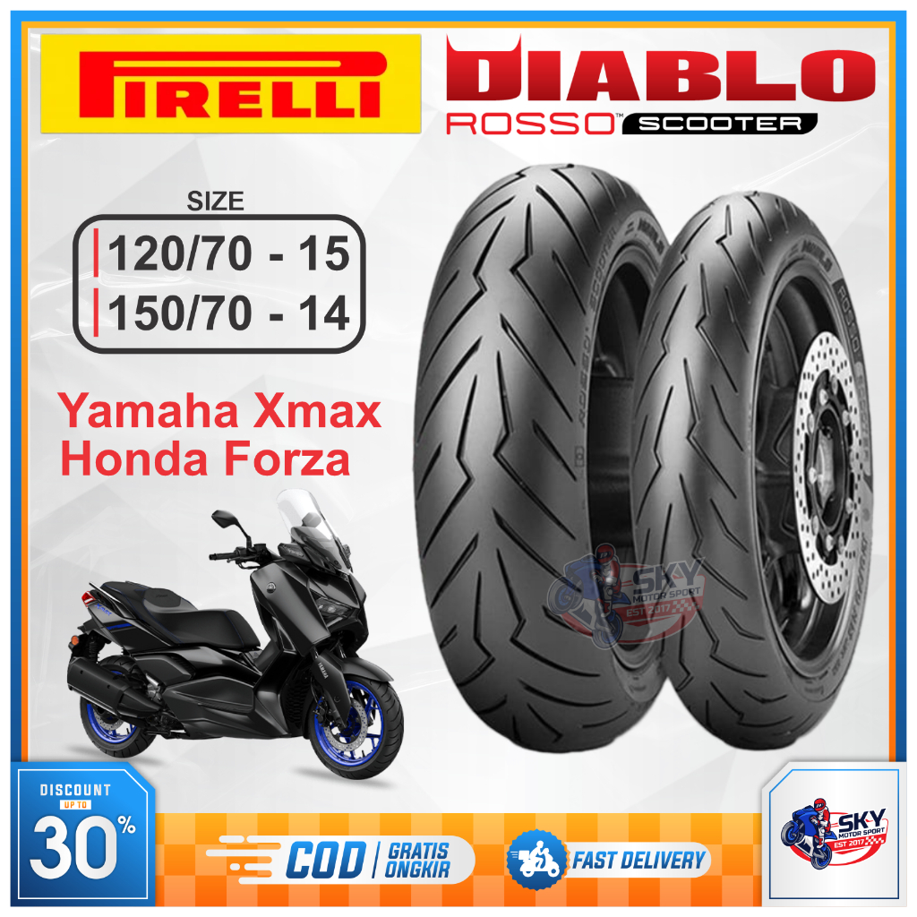 Pneu Scooter Pirelli Diablo Rosso 120/70-14 55S TL - Pneu Avant Été Haute Performance
