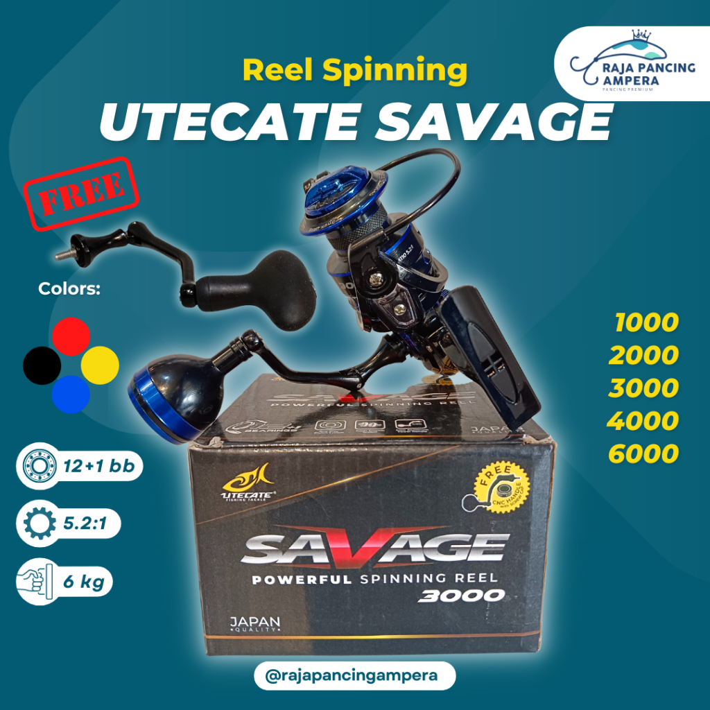 Jual Reel Spinning Utecate Savage Power Handle Free Handle Bonus (PH