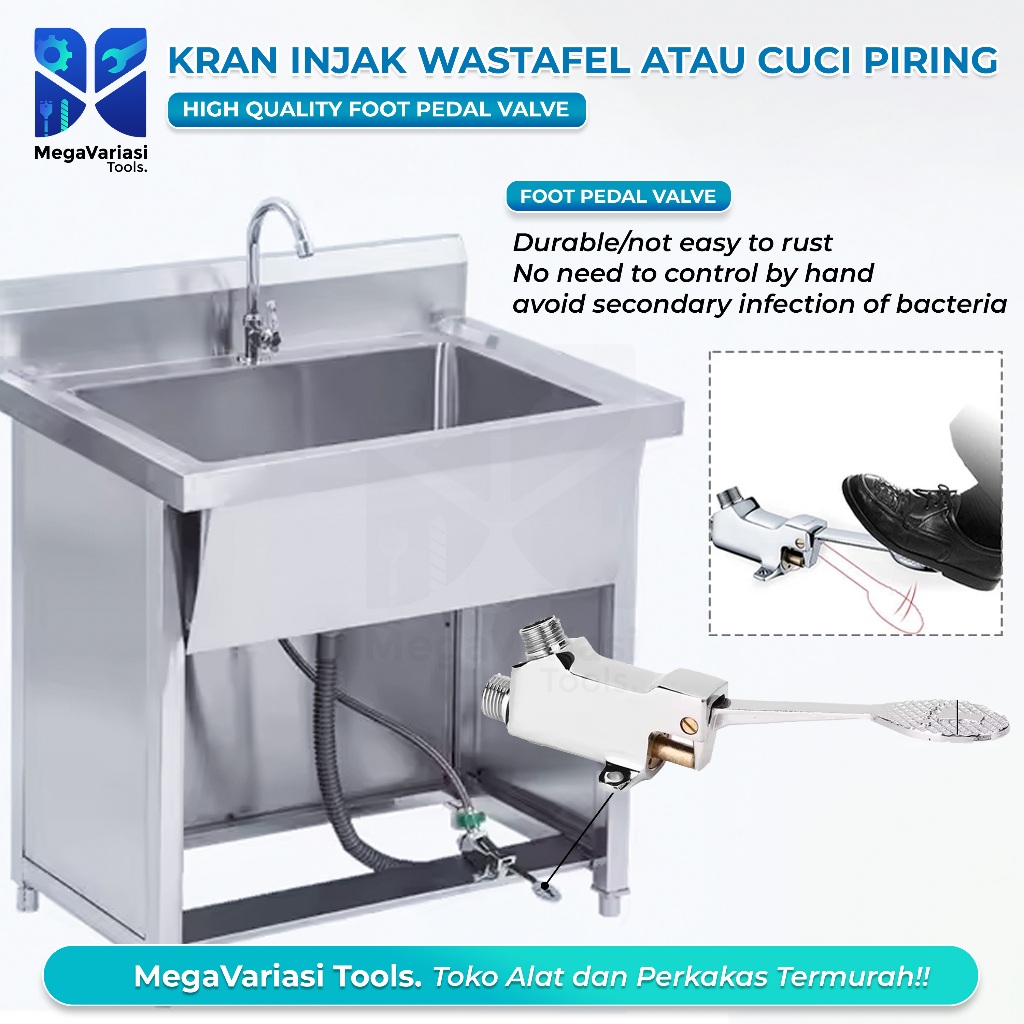 Jual Kran Injak Wastafel Atau Cuci Piring Bahan Great Quality SUS 304 ...