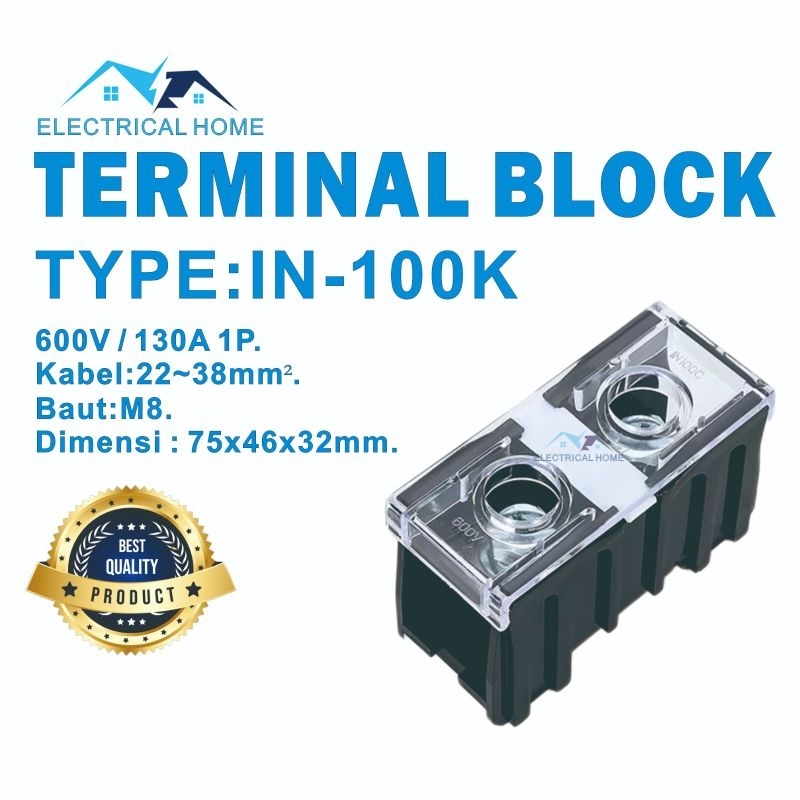 Jual Terminal Block Din Rail IN-100K 1P 130A | Shopee Indonesia