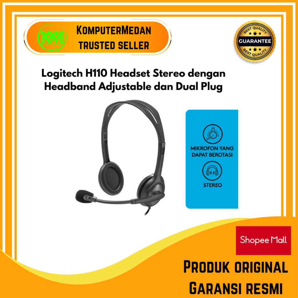 Jual Logitech H110 Headset Stereo dengan Headband Adjustable dan Dual ...