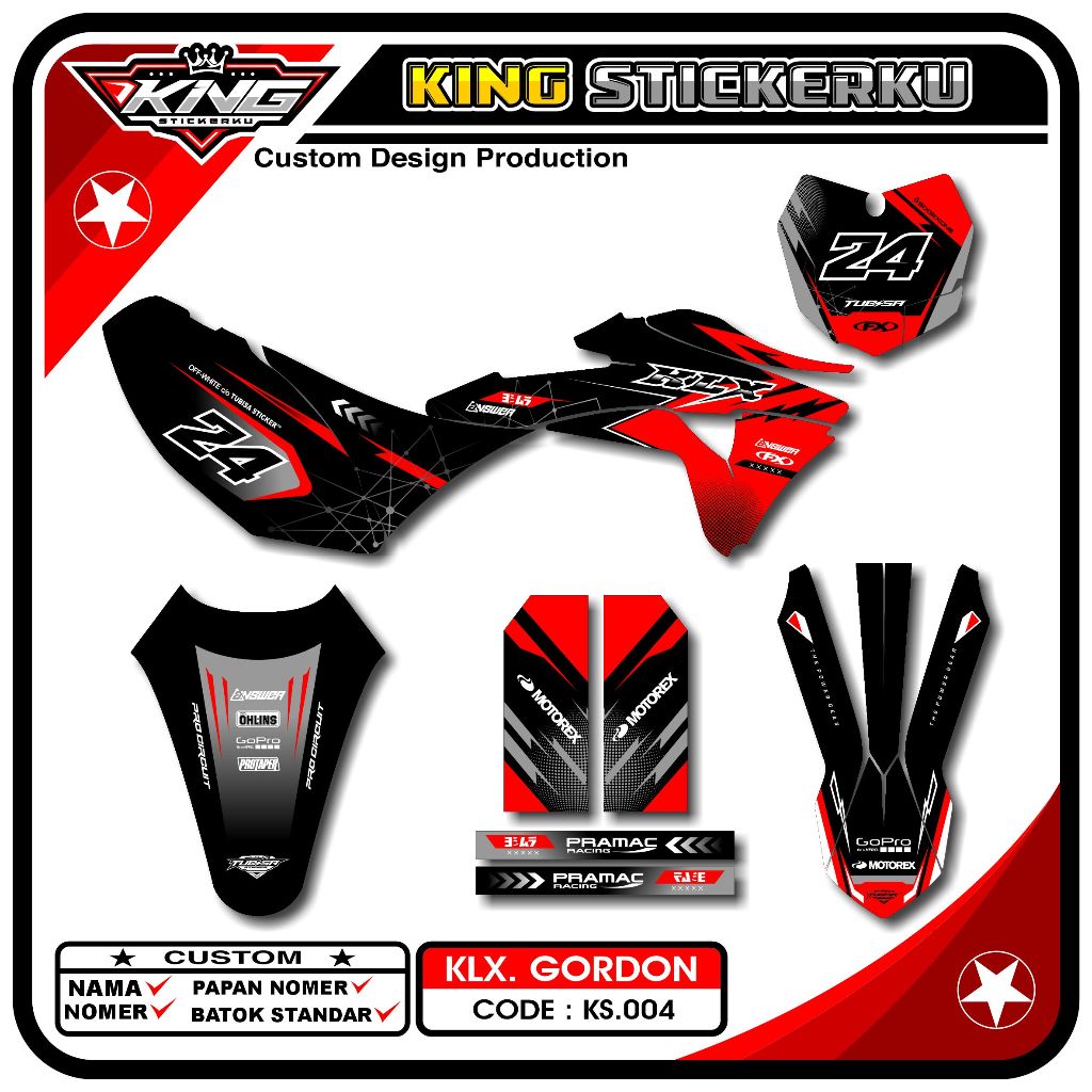 Jual Sticker Decal Full Body KLX GORDON Supermoto - Sticker Striping ...