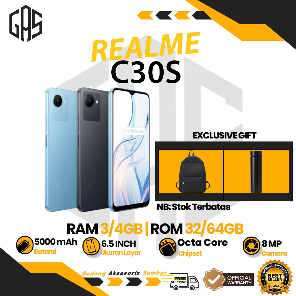 Jual Realme C30s 3/32 & 4/64 GB 5000mAh + Gift Smartphone HP Android ...