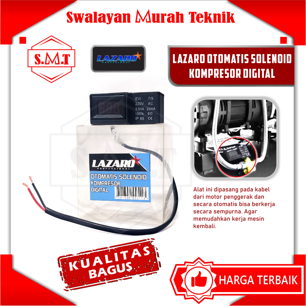 Jual LAZARO OTOMATIS SOLENOID DIGITAL Kompresor Oiless Compressor ...