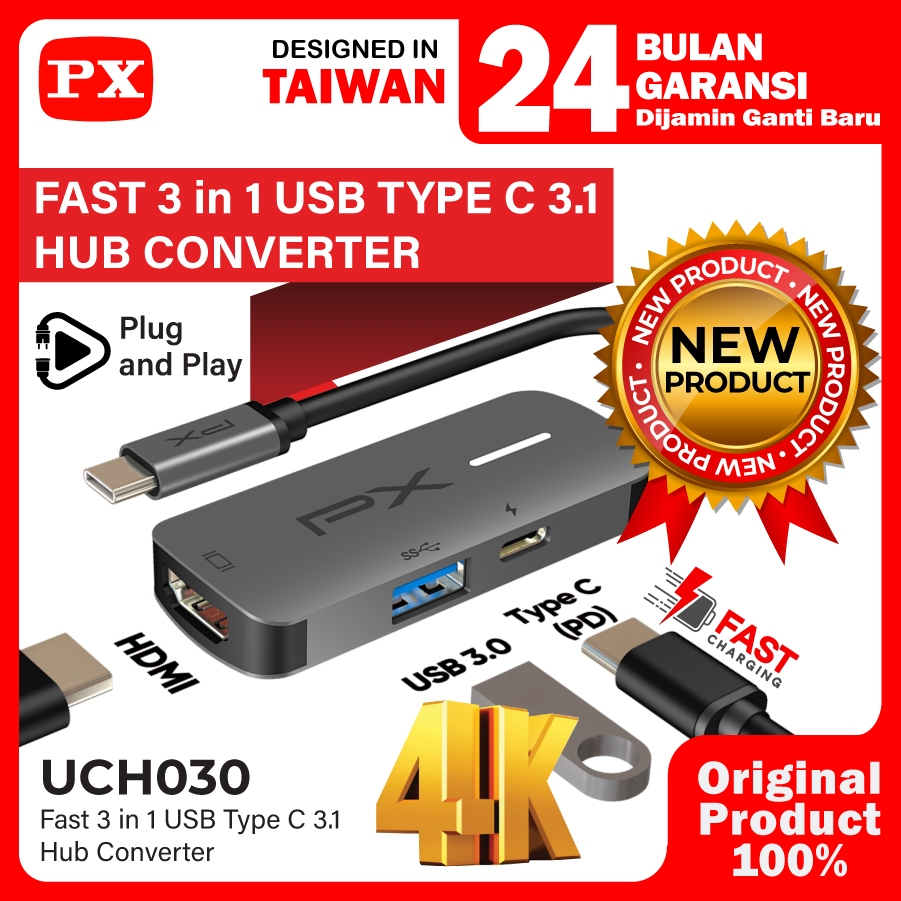 Jual USB Hub Type C 3.1 to USB Converter Macbook Laptop 3 in 1 PX ...