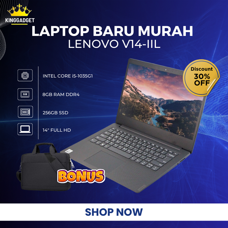 Jual LAPTOP LENOVO V14-IIL INTEL CORE i5 RAM 8GB SSD 256GB LCD 14