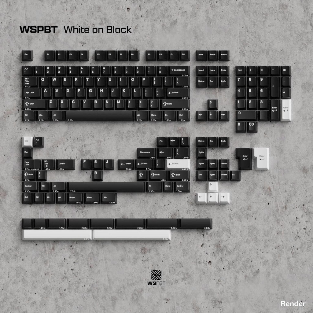Jual WS White On Black WOB Keycaps Doubleshot PBT 176 Keys | Shopee ...