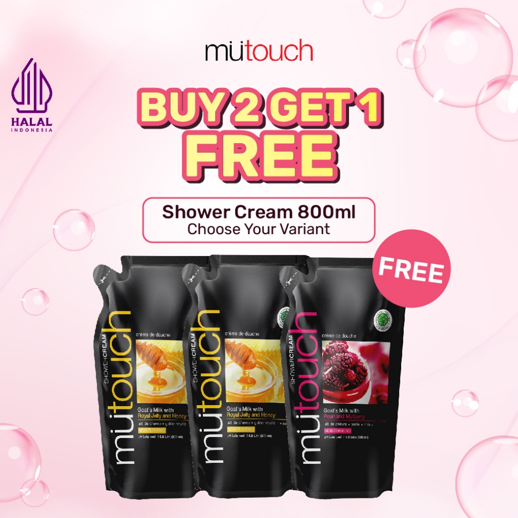 Jual PAKET BUY 2 GET 1 FREE MuTouch Shower Cream 800ml | Shopee Indonesia