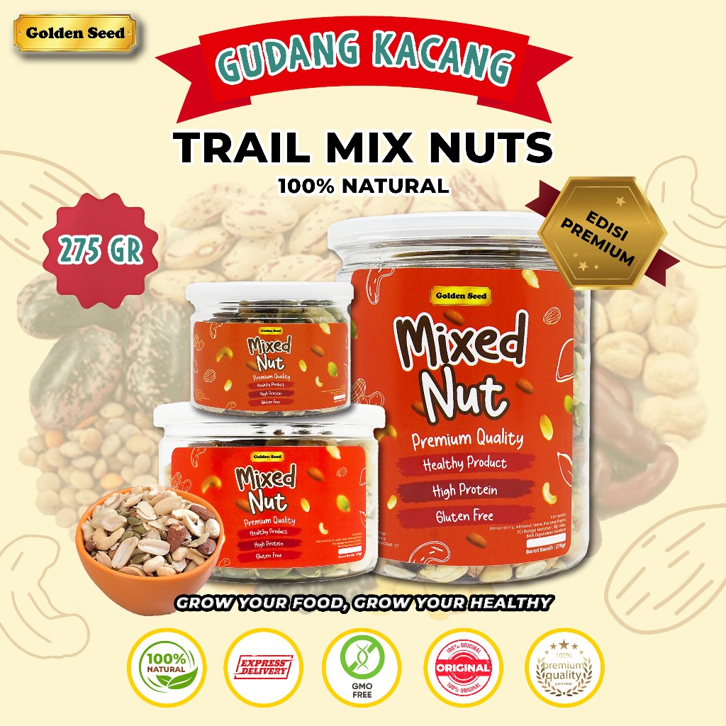Jual [EDISI PREMIUM] MIXED NUTS & SEEDS 275 GRAM - TRAIL MIX NUT & SEED ...
