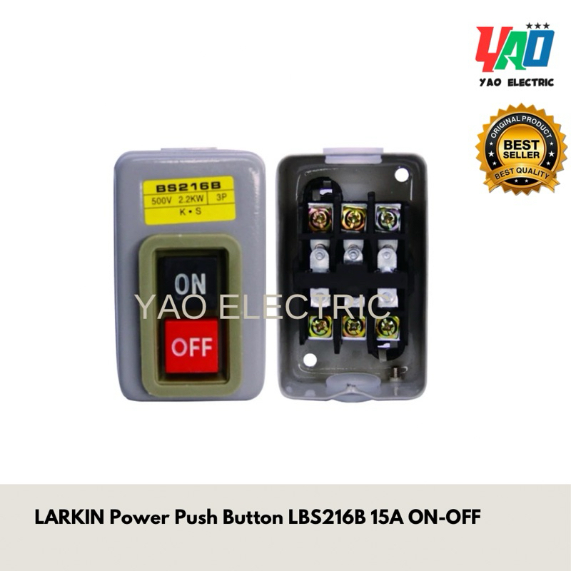 Jual LARKIN Power Push Button LBS216B 15A ON-OFF | Shopee Indonesia