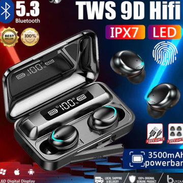 HEADSET BLUETOOTH M10 F9 Powerbank 3500mAh Earphone Headset Wireless Bluetooth Full Bass Stereo