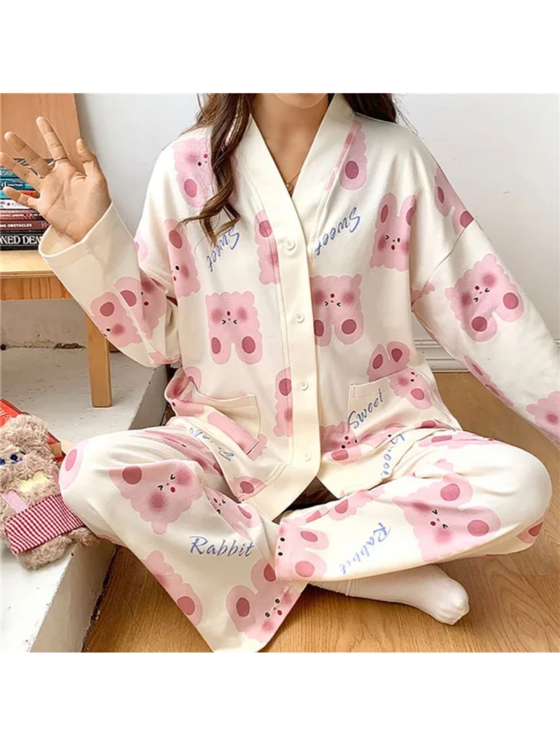 Jual RatuBeli - PIYAMA Baju Tidur Wanita Korea Motif Rabbit Bahan ...